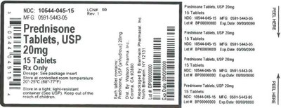 20mg 15ct (Label Prednisone Tabs 20mg Bpi(10544 045 15) Watson(0591 5443 05) Rev1)